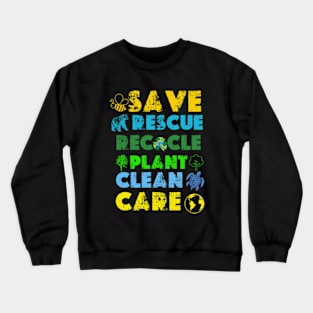 Save Bees Rescue Animals Recycle Plastict Earth Day 2024 Crewneck Sweatshirt